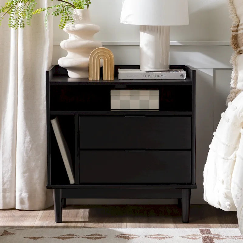 Modern Gallery Top Solid Wood Nightstand