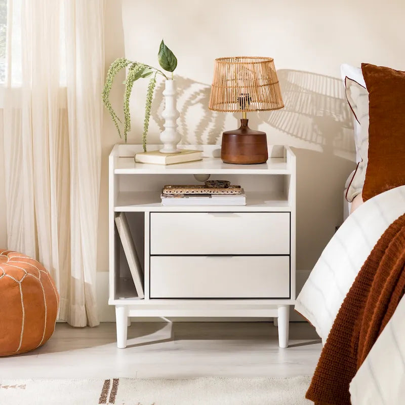 Modern Gallery Top Solid Wood Nightstand