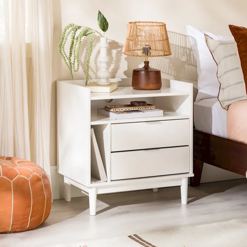 Modern Gallery Top Solid Wood Nightstand