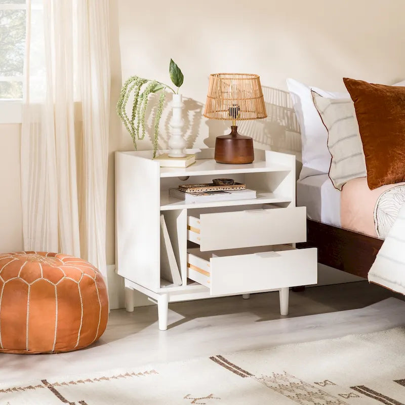 Modern Gallery Top Solid Wood Nightstand