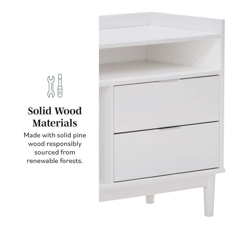 Modern Gallery Top Solid Wood Nightstand