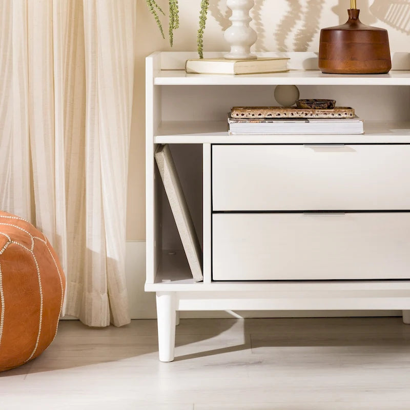 Modern Gallery Top Solid Wood Nightstand