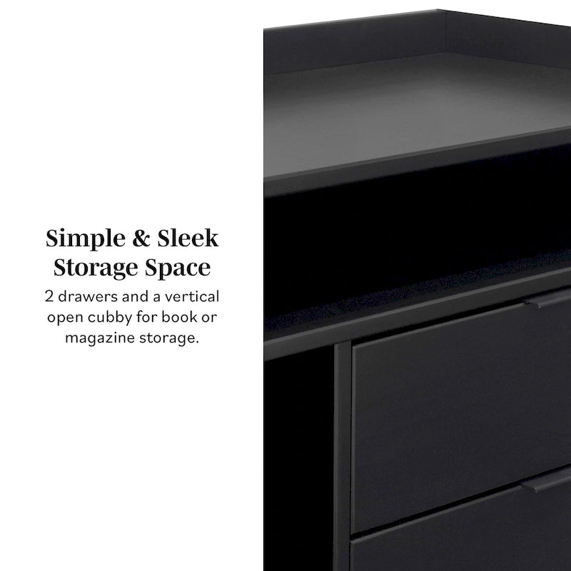 Modern Gallery Top Solid Wood Nightstand