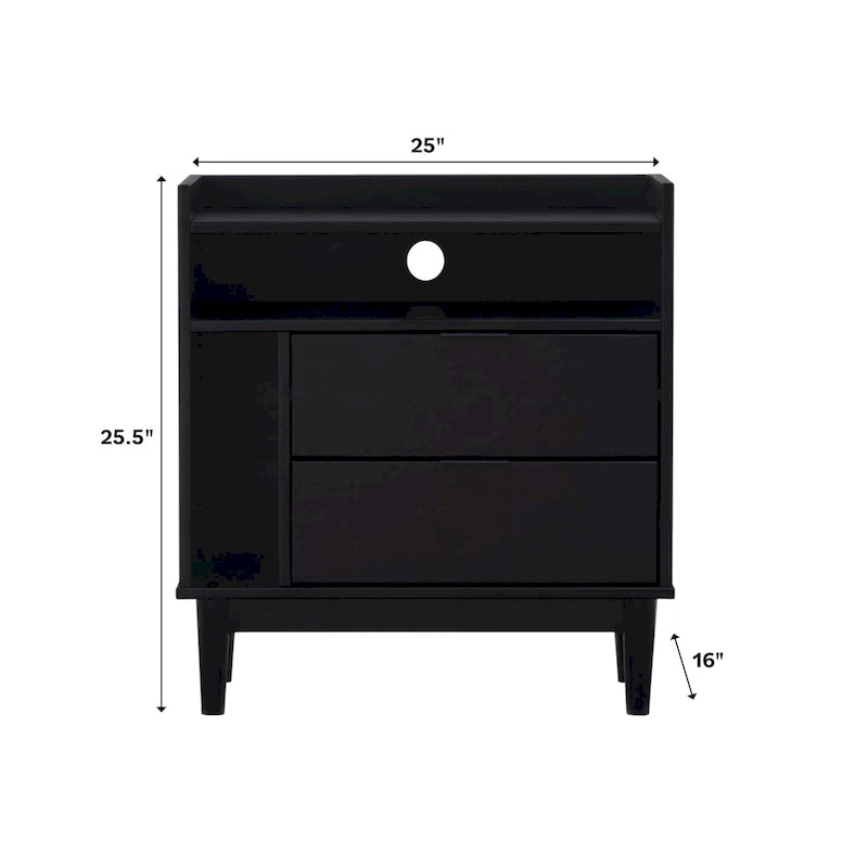 Modern Gallery Top Solid Wood Nightstand