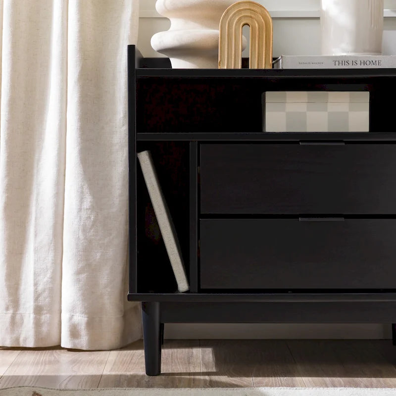 Modern Gallery Top Solid Wood Nightstand