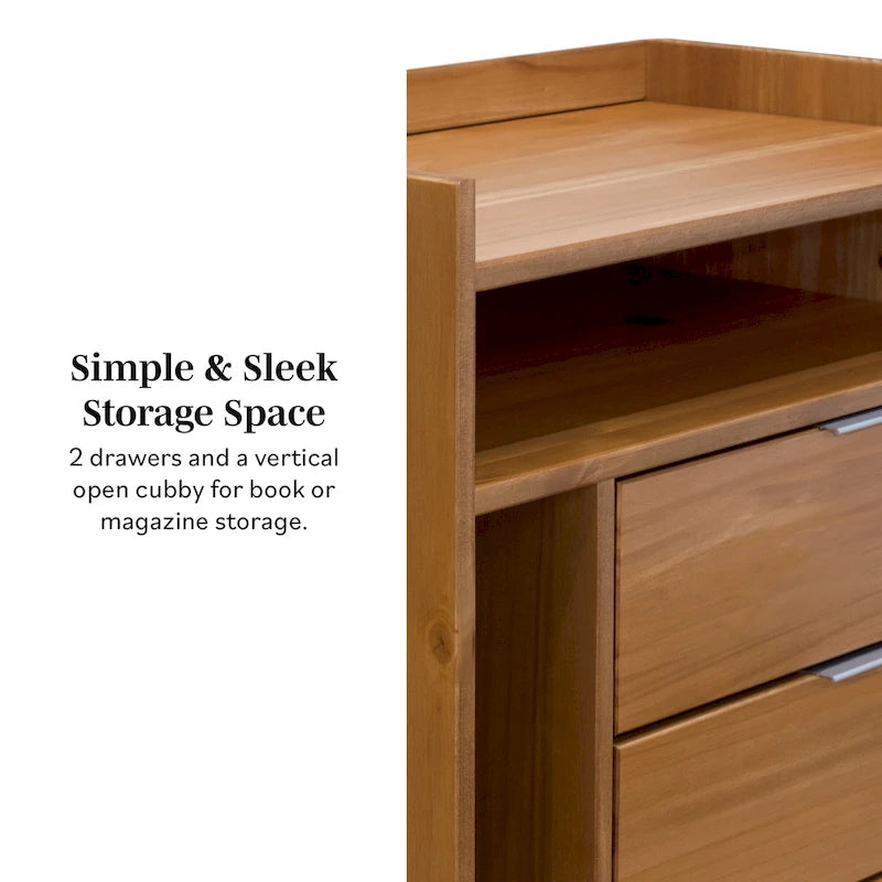 Modern Gallery Top Solid Wood Nightstand