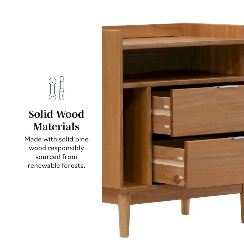 Modern Gallery Top Solid Wood Nightstand
