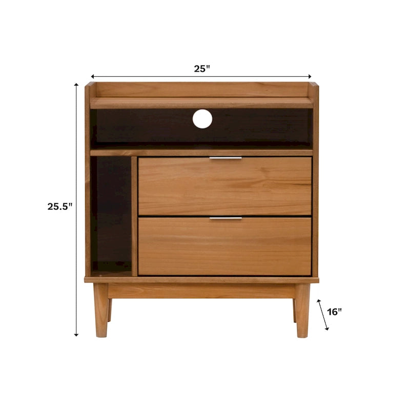 Modern Gallery Top Solid Wood Nightstand