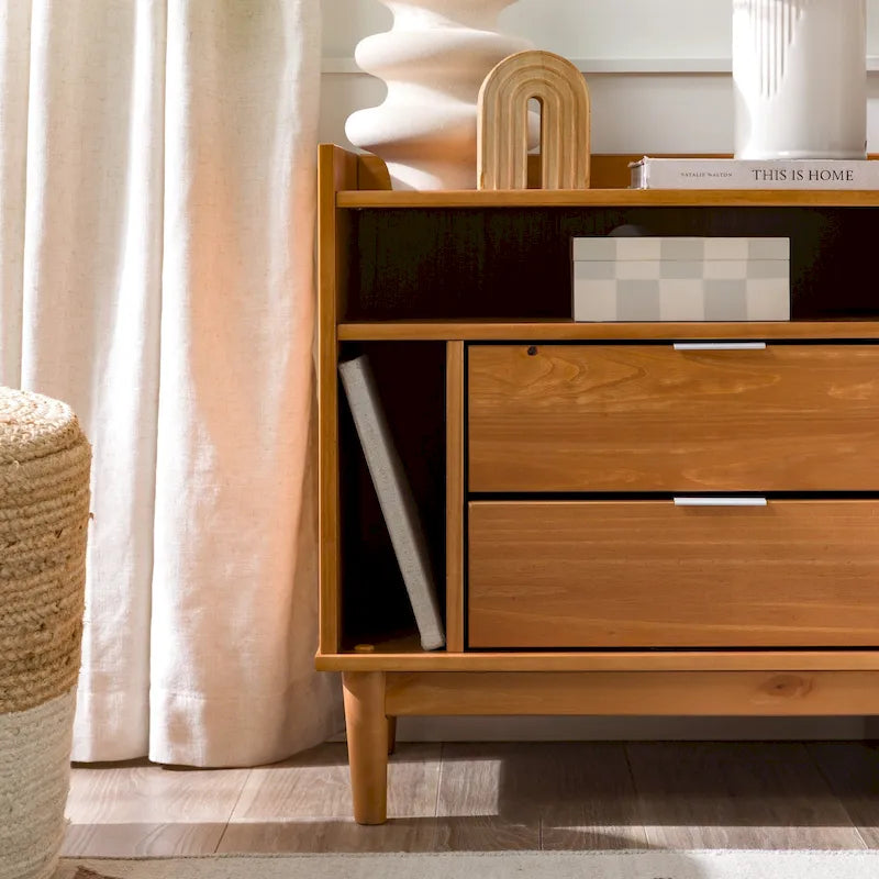 Modern Gallery Top Solid Wood Nightstand