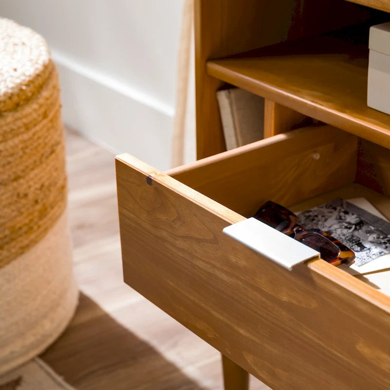 Modern Gallery Top Solid Wood Nightstand