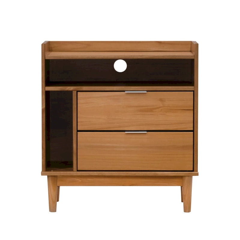 Modern Gallery Top Solid Wood Nightstand