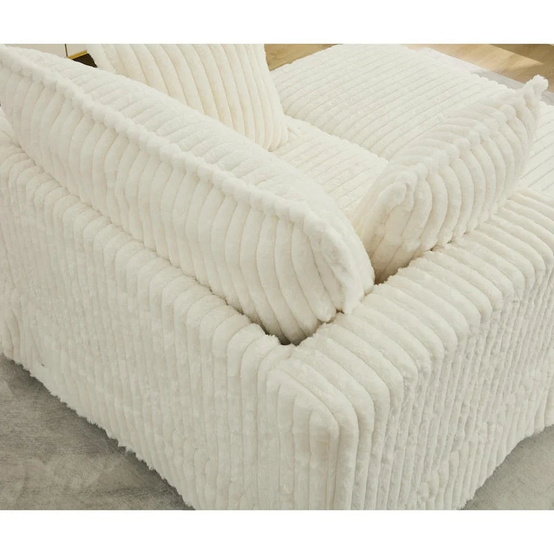 Übergroßer gepolsterter Chaiselongue-Sessel mit Hocker und Kissen