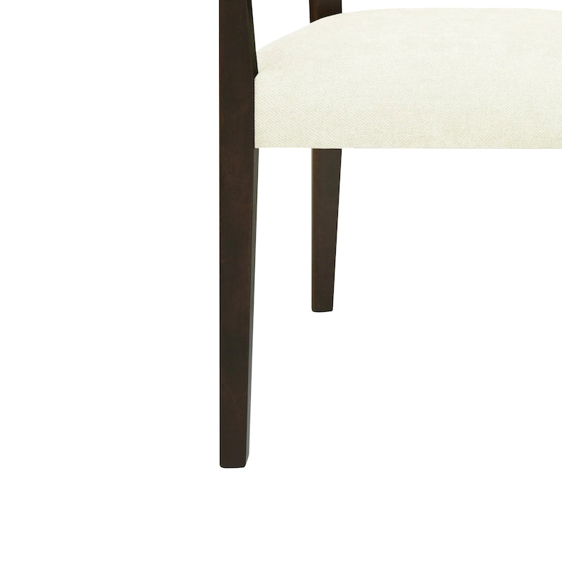 Mid-Century Upholstered Arm Dining Chair Set of 2 with Rattan Back
