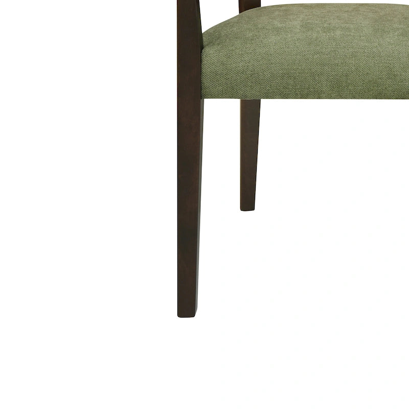 Mid-Century Upholstered Arm Dining Chair Set of 2 with Rattan Back
