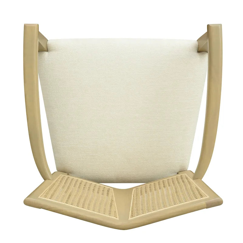 Mid-Century Upholstered Arm Dining Chair Set of 2 with Rattan Back