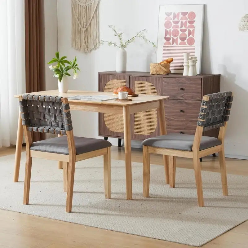 Moderne Holz-Esszimmerstühle im Mid-Century-Stil, 2er-Set