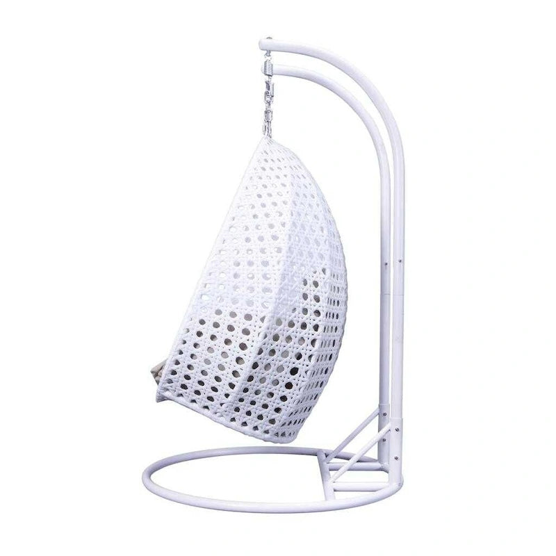 2 Person Hanging Egg Chair with Stand - Outdoor/Indoor Rattan Wicker Patio Swing with Cushions