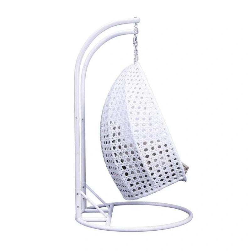 2 Person Hanging Egg Chair with Stand - Outdoor/Indoor Rattan Wicker Patio Swing with Cushions