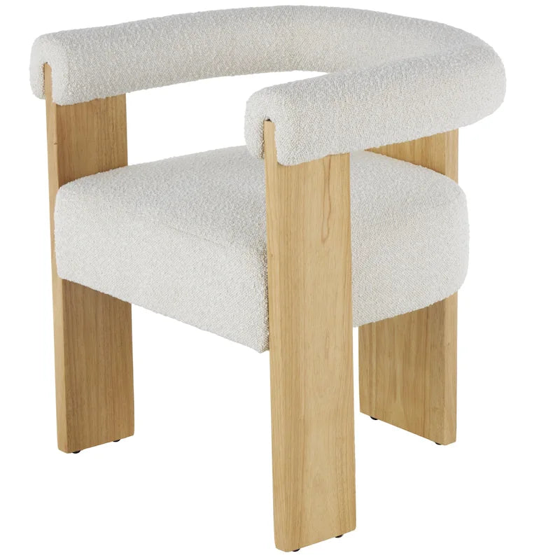 Polyester Curved Back Mid Century Modern Round Boucle Living Room Accent Chair