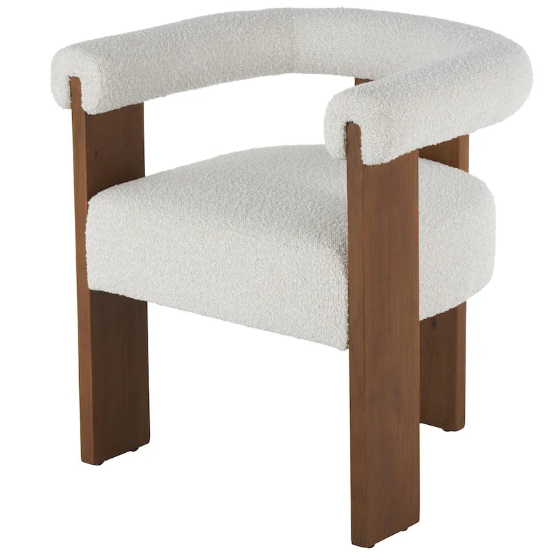 Polyester Curved Back Mid Century Modern Round Boucle Living Room Accent Chair