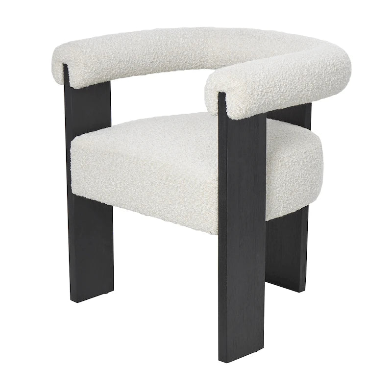 Polyester Curved Back Mid Century Modern Round Boucle Living Room Accent Chair