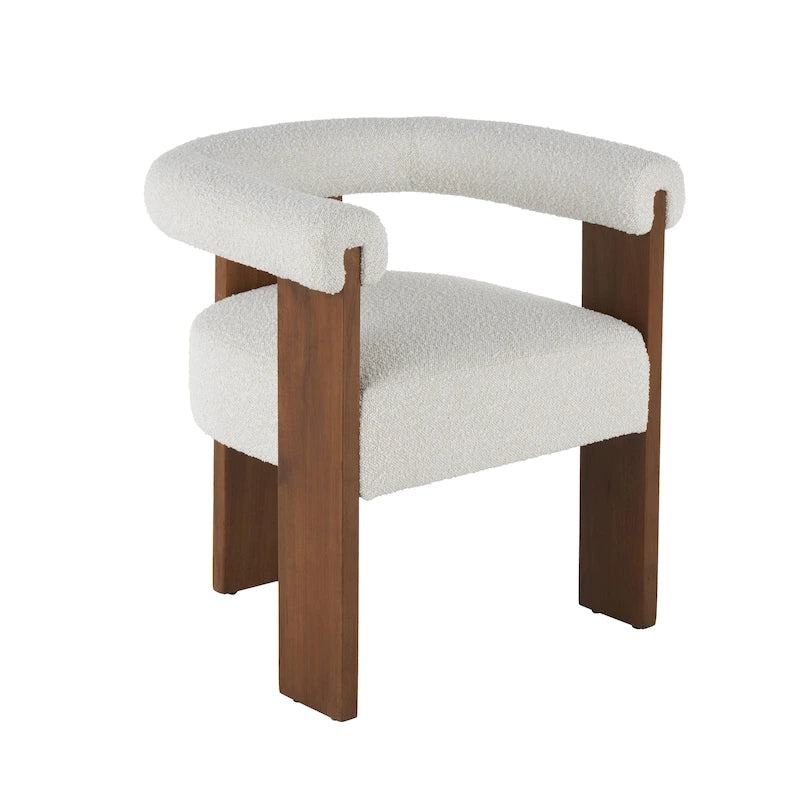 Polyester Curved Back Mid Century Modern Round Boucle Living Room Accent Chair