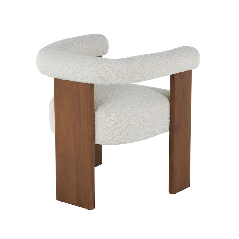 Runder Akzentstuhl aus Bouclé-Polyester mit geschwungener Rückenlehne im Mid-Century-Modern-Stil für das Wohnzimmer