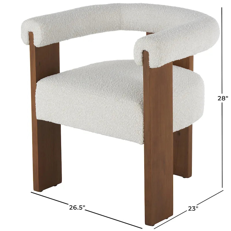 Runder Akzentstuhl aus Bouclé-Polyester mit geschwungener Rückenlehne im Mid-Century-Modern-Stil für das Wohnzimmer