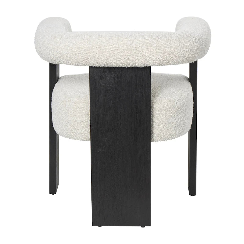 Runder Akzentstuhl aus Bouclé-Polyester mit geschwungener Rückenlehne im Mid-Century-Modern-Stil für das Wohnzimmer