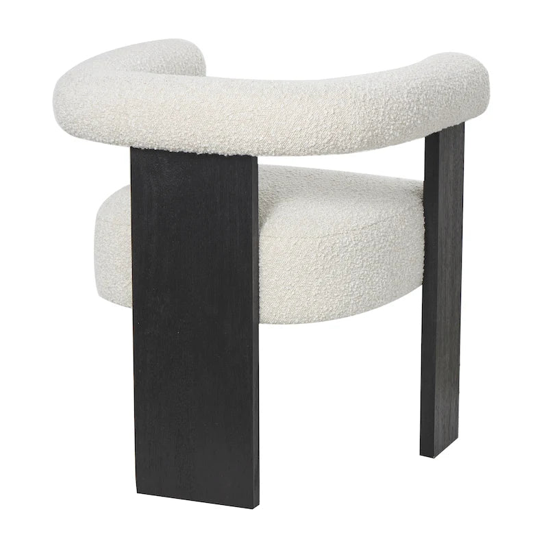 Runder Akzentstuhl aus Bouclé-Polyester mit geschwungener Rückenlehne im Mid-Century-Modern-Stil für das Wohnzimmer