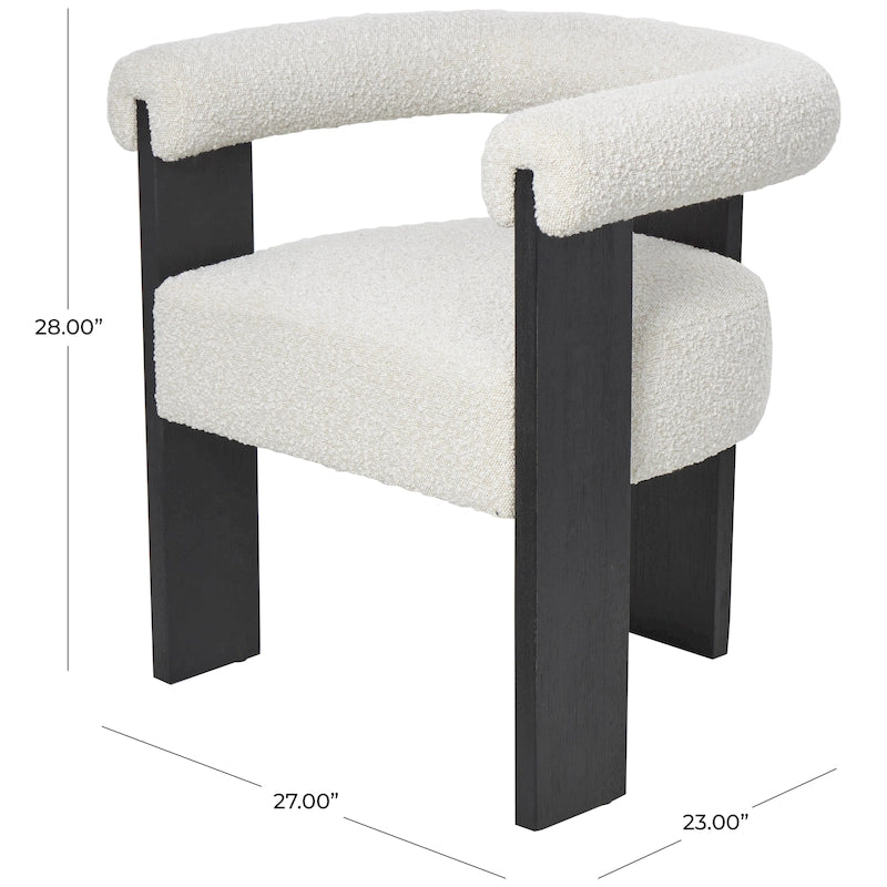 Runder Akzentstuhl aus Bouclé-Polyester mit geschwungener Rückenlehne im Mid-Century-Modern-Stil für das Wohnzimmer