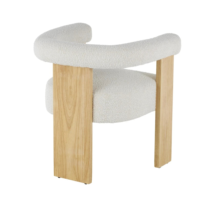 Runder Akzentstuhl aus Bouclé-Polyester mit geschwungener Rückenlehne im Mid-Century-Modern-Stil für das Wohnzimmer