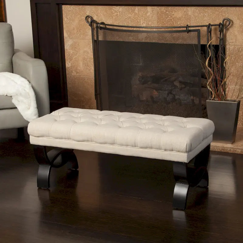 Tufted Fabric Ottoman Bench 41"