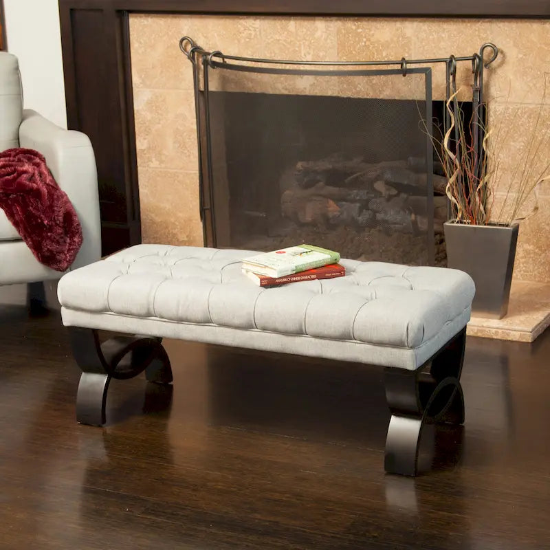 Tufted Fabric Ottoman Bench 41"