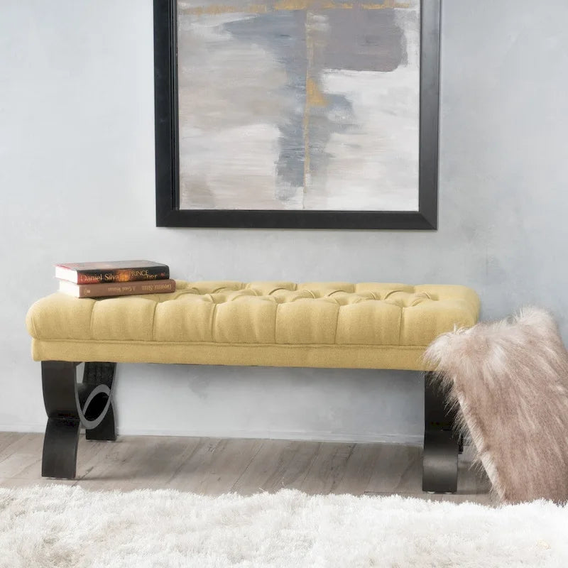 Tufted Fabric Ottoman Bench 41"
