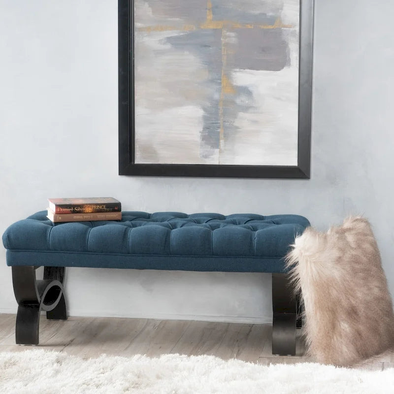 Tufted Fabric Ottoman Bench 41"