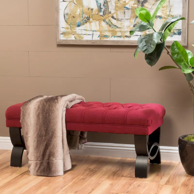 Tufted Fabric Ottoman Bench 41"