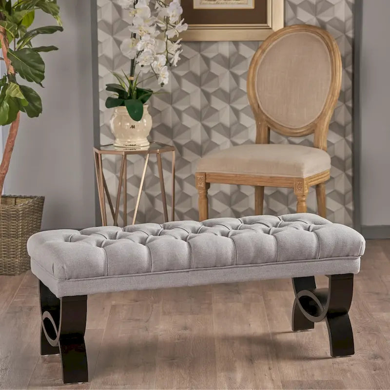 Tufted Fabric Ottoman Bench 41"