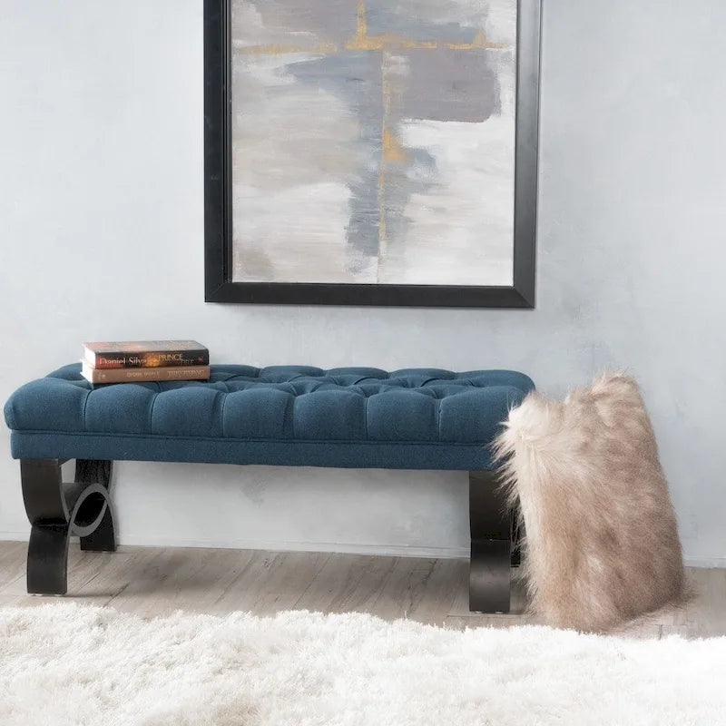 Tufted Fabric Ottoman Bench 41"