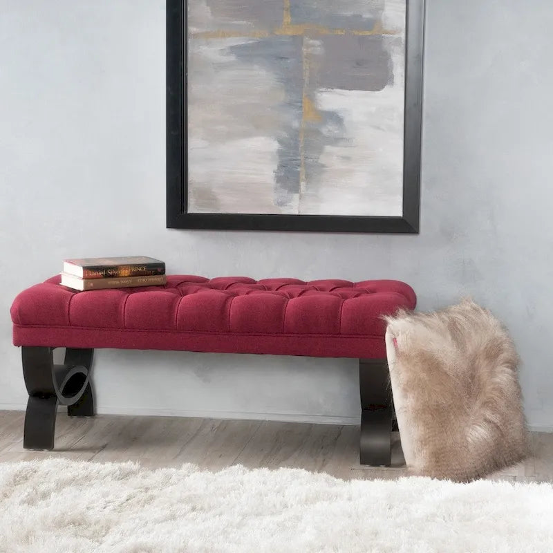 Tufted Fabric Ottoman Bench 41"