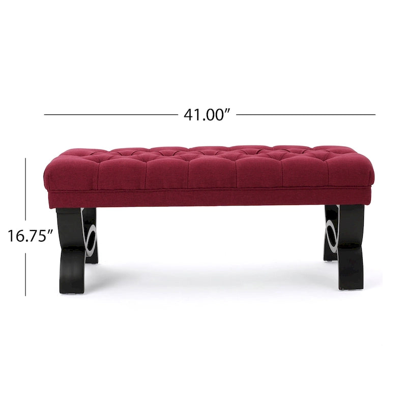 Tufted Fabric Ottoman Bench 41"