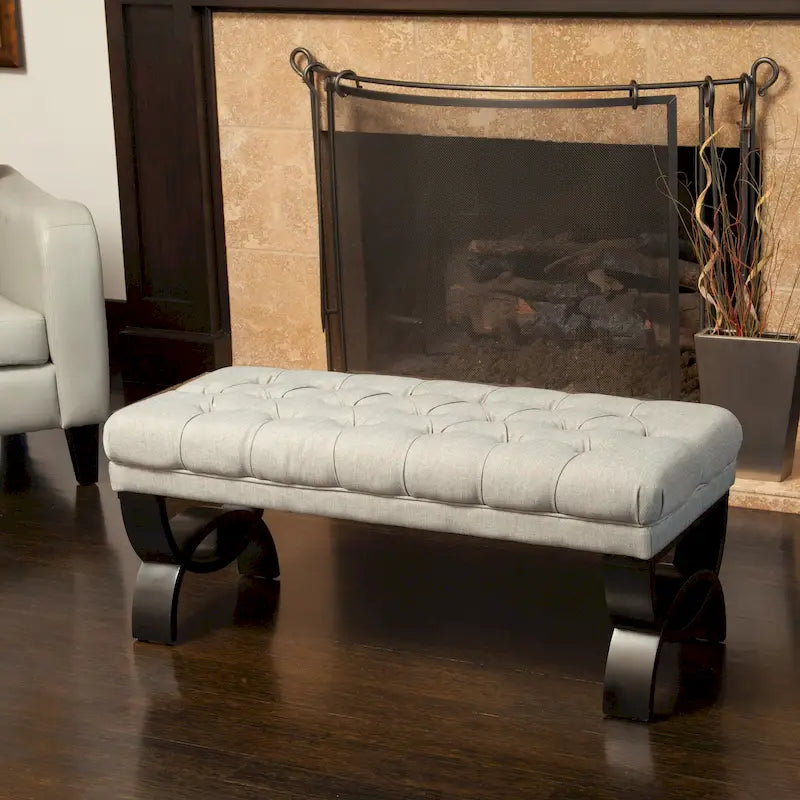 Tufted Fabric Ottoman Bench 41"