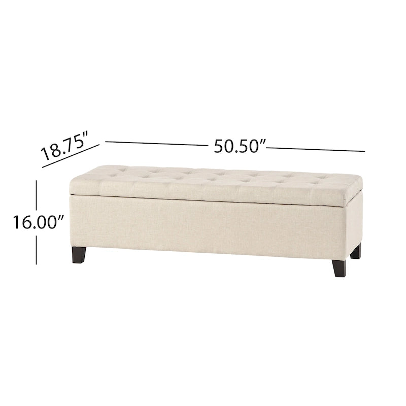 Mission Tufted Fabric Storage Ottoman Bench