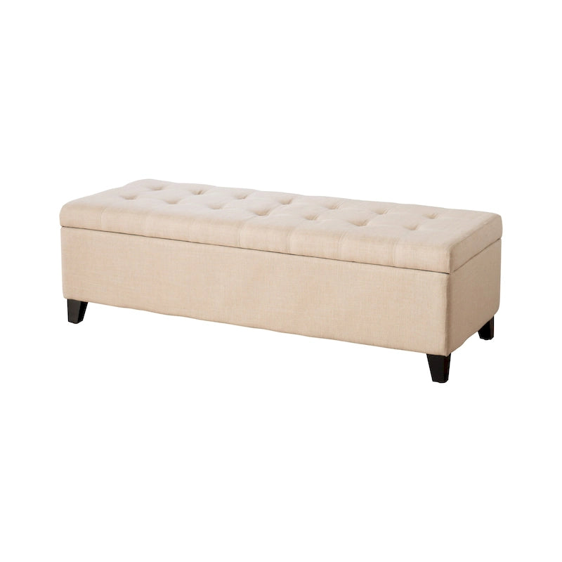 Mission Tufted Fabric Storage Ottoman Bench