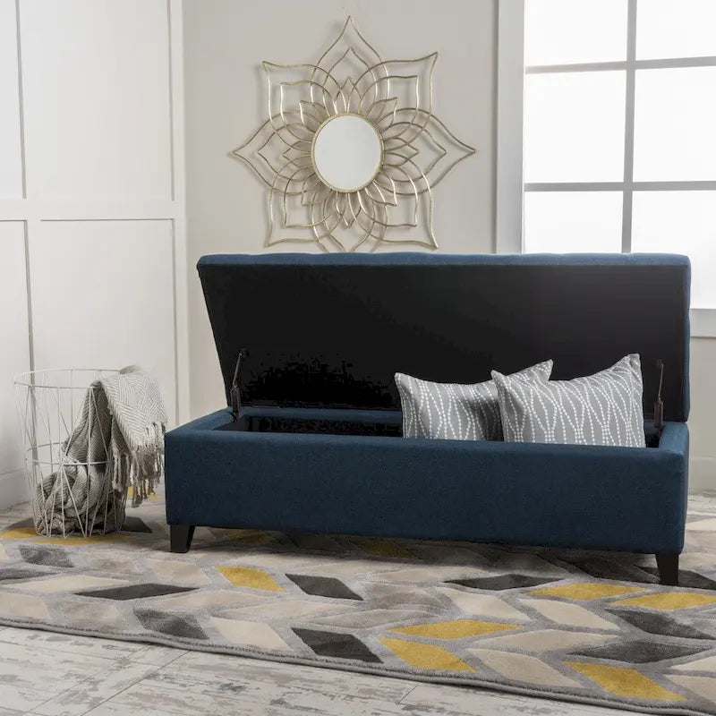 Mission Tufted Fabric Storage Ottoman Bench
