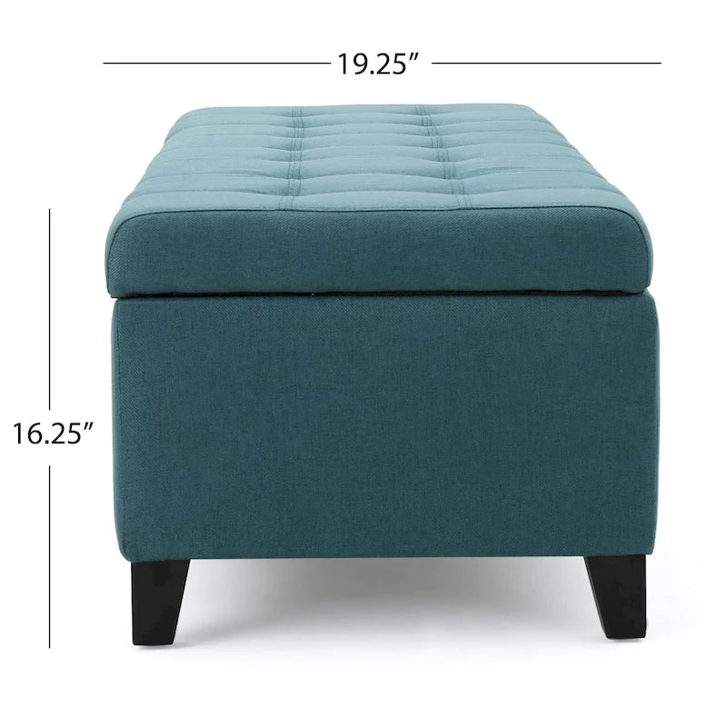 Mission Tufted Fabric Storage Ottoman Bench