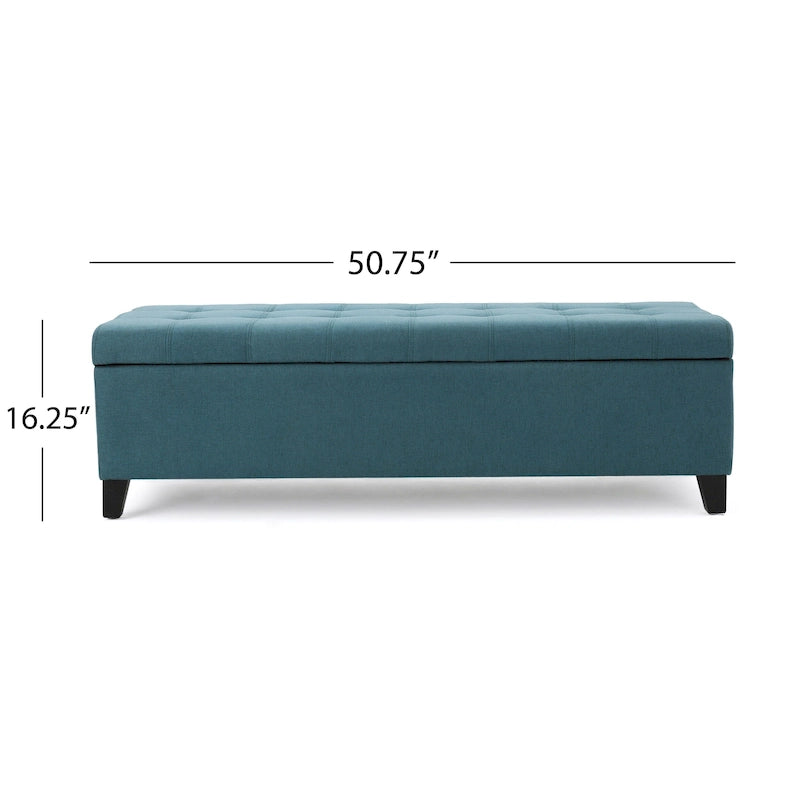 Mission Tufted Fabric Storage Ottoman Bench