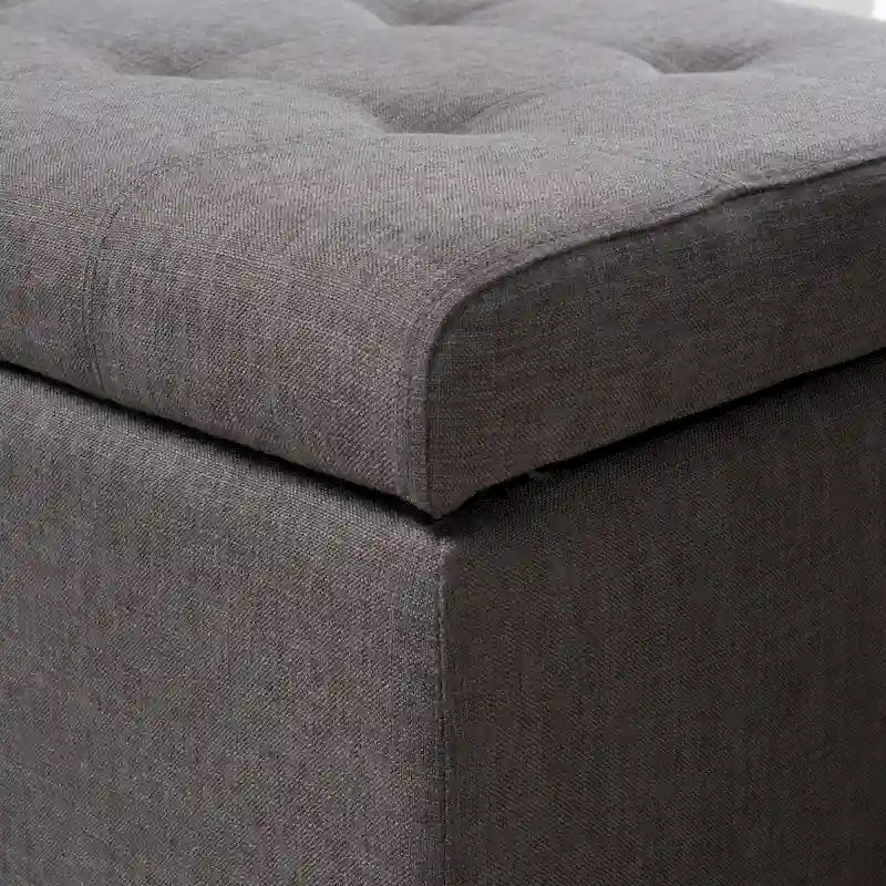 Mission Tufted Fabric Storage Ottoman Bench