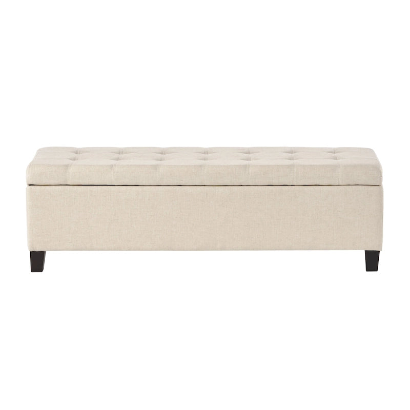 Mission Tufted Fabric Storage Ottoman Bench