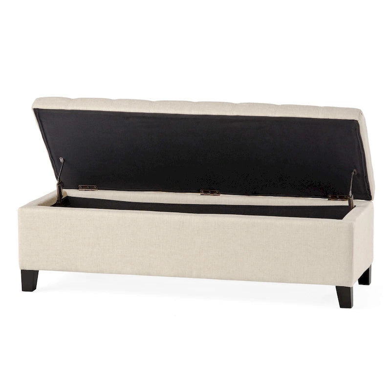 Mission Tufted Fabric Storage Ottoman Bench